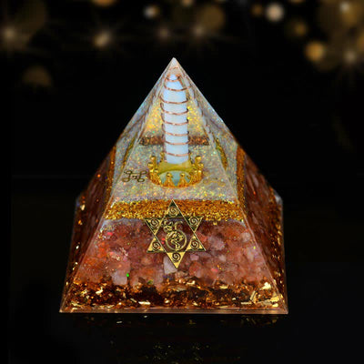 Olivenorma 10cm Good Luck Natural Crystal Prism Orgone Pyramid