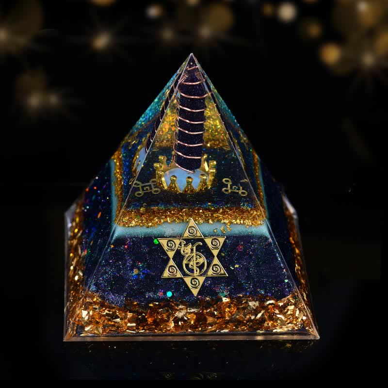 Olivenorma 10cm Good Luck Natural Crystal Prism Orgone Pyramid
