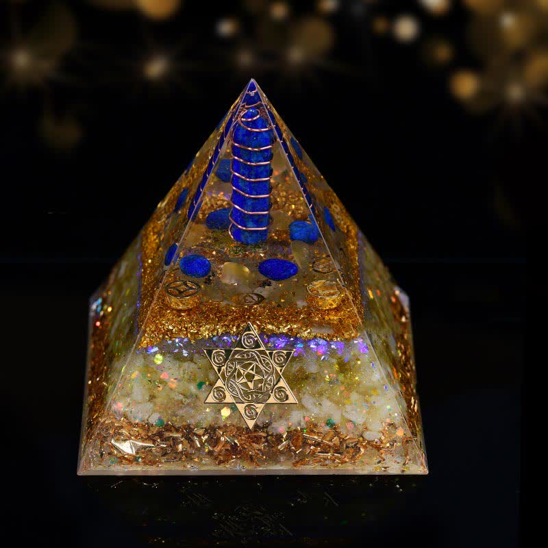 Olivenorma 10cm Good Luck Natural Crystal Prism Orgone Pyramid