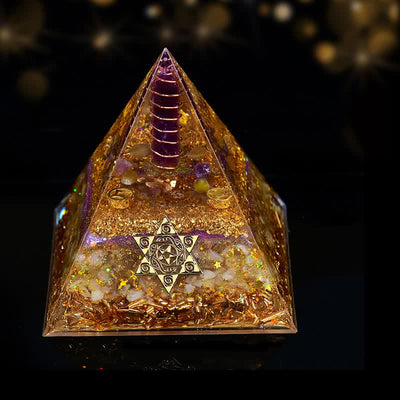 Olivenorma 10cm Good Luck Natural Crystal Prism Orgone Pyramid