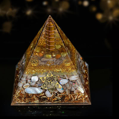 Olivenorma 10cm Good Luck Natural Crystal Prism Orgone Pyramid