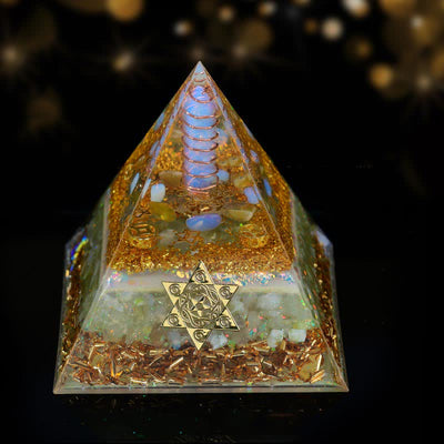 Olivenorma 10cm Good Luck Natural Crystal Prism Orgone Pyramid