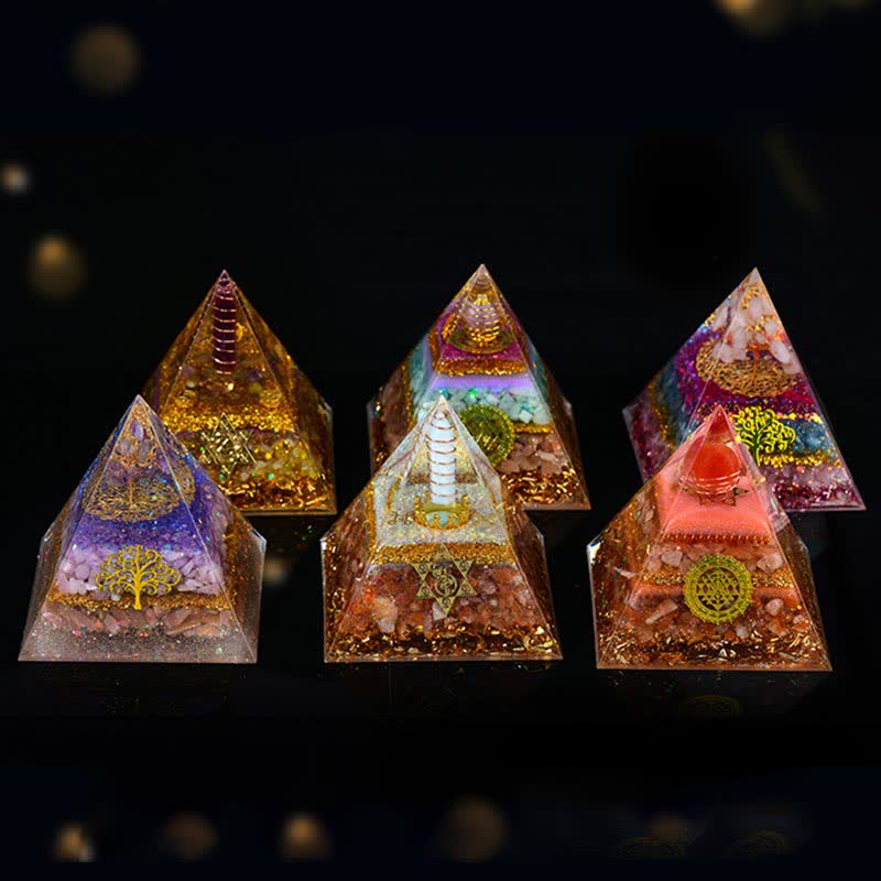 Olivenorma 10cm Good Luck Natural Crystal Prism Orgone Pyramid