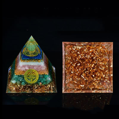 Olivenorma 10cm Good Luck Natural Crystal Prism Orgone Pyramid