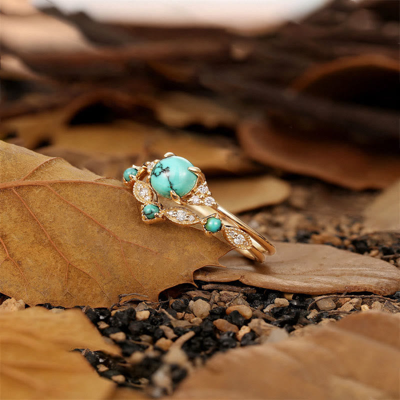 Olivenorma Retro Turquoise 2-piece Ring Set