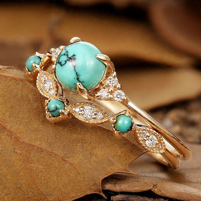 Olivenorma Retro Turquoise 2-piece Ring Set