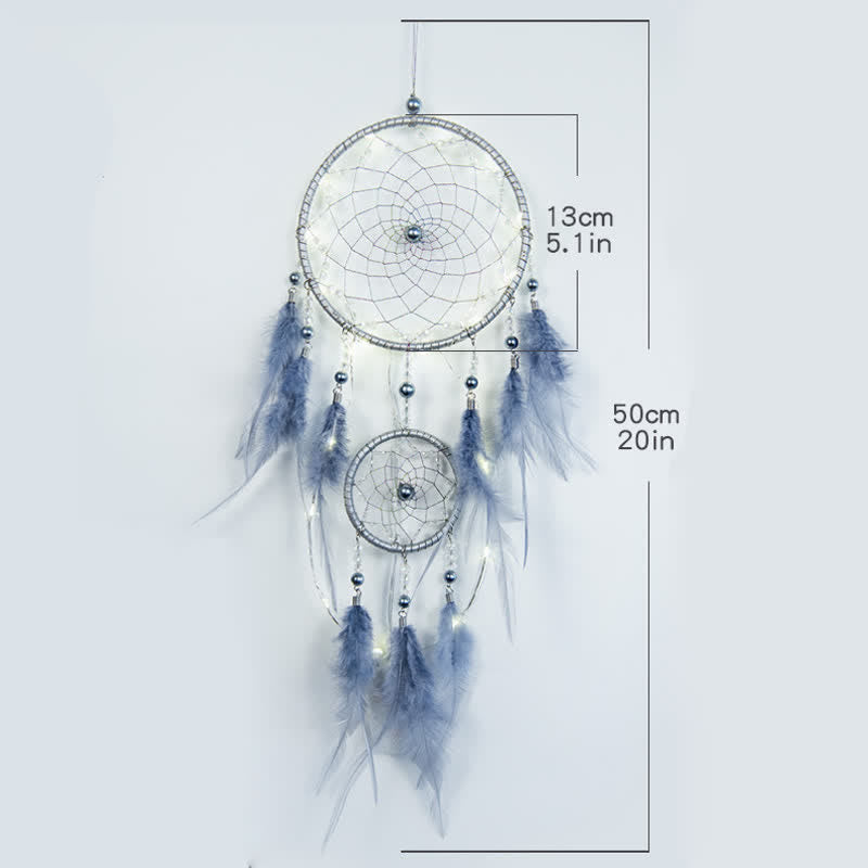 Olivenorma Handwoven Blue Gray Feather Dream Catcher