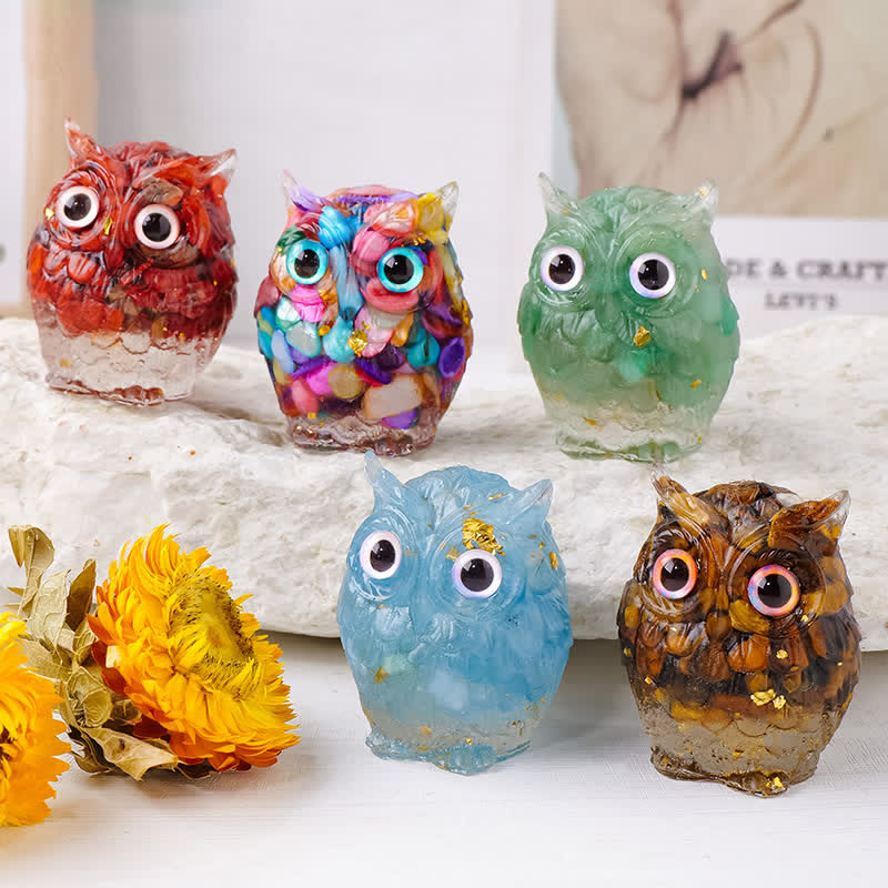 Olivenorma Epoxy Gravel Owl Ornament Gemstone Decoration