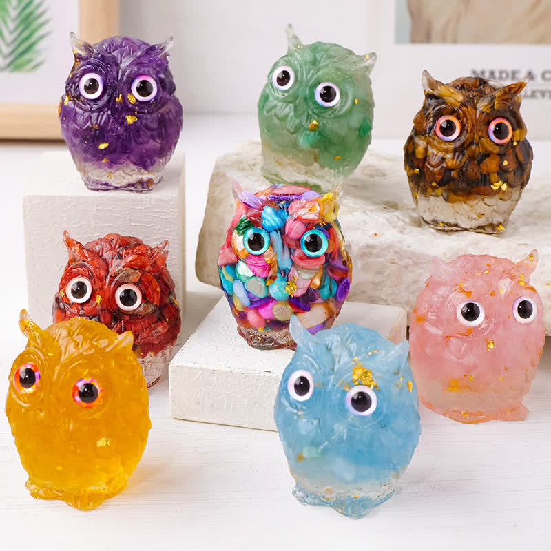 Olivenorma Epoxy Gravel Owl Ornament Gemstone Decoration