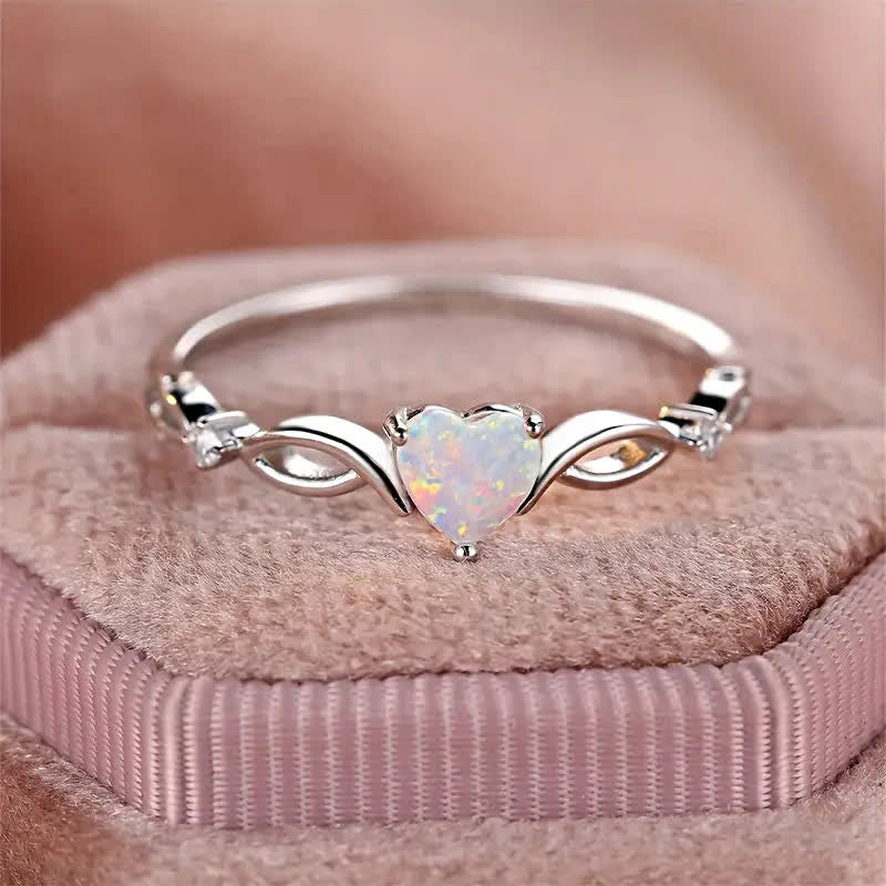 Olivenorma "Eternity Unlimited" Opal Heart Engagement Wedding Ring