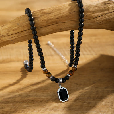 Olivenorma Black Onyx Natural Stone Beads Men Necklace - image 1