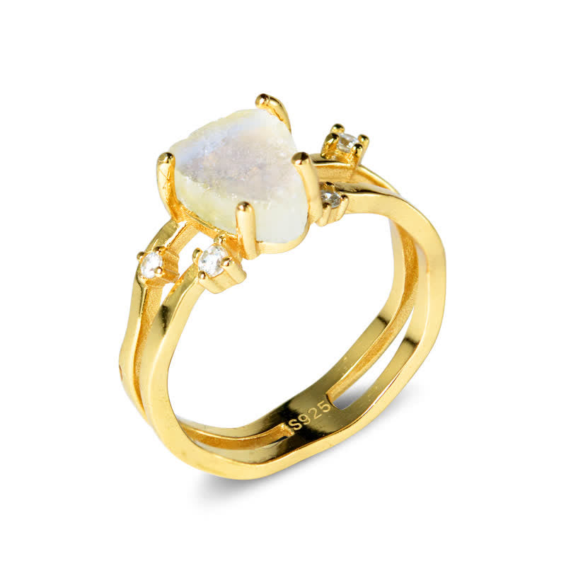 Olivenorma Cut Irregular Triangle Moonstone Silver Ring - image 4