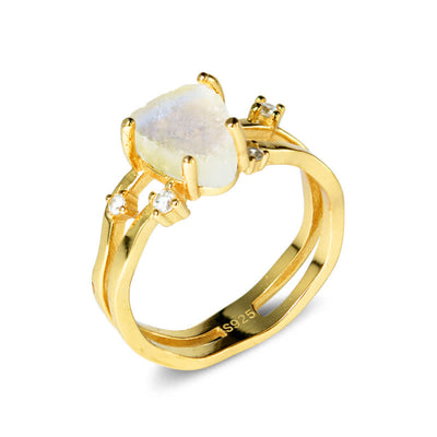 Olivenorma Cut Irregular Triangle Moonstone Silver Ring - image 4