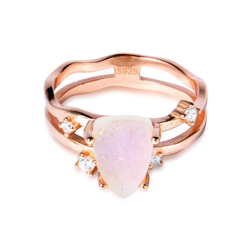 Olivenorma Cut Irregular Triangle Moonstone Silver Ring - Rose Gold - US 9 - image 5