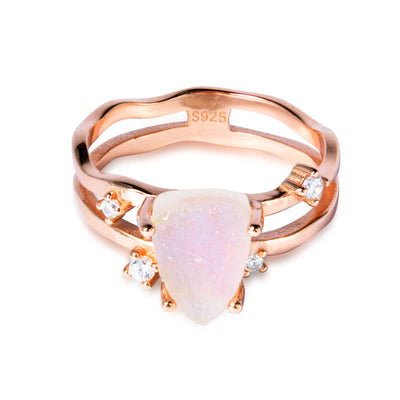Olivenorma Cut Irregular Triangle Moonstone Silver Ring - Rose Gold - US 9 - image 5