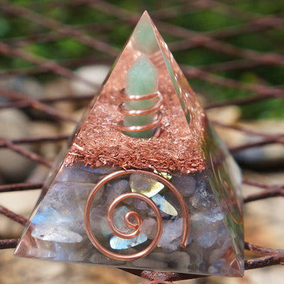 Olivenorma Green Aventurine Hexagonal Prism Labradorite Orgone Pyramid