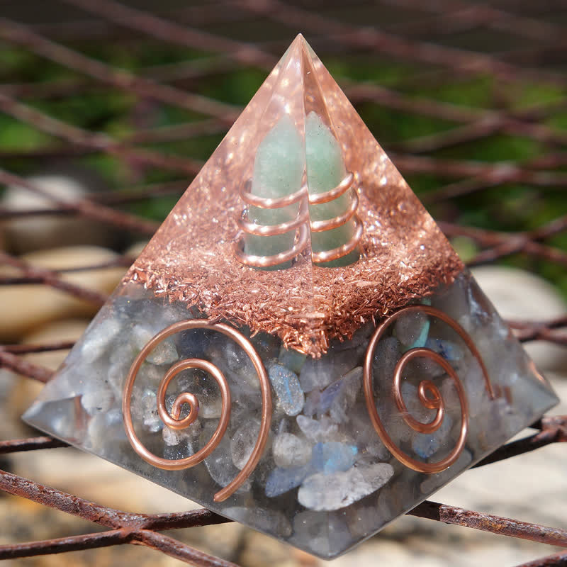 Olivenorma Green Aventurine Hexagonal Prism Labradorite Orgone Pyramid