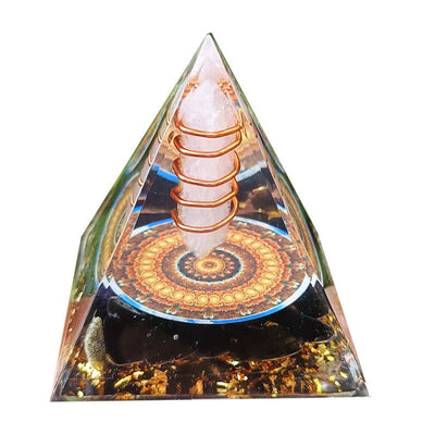 Olivenorma Energy Hexagonal Prism Clear Crystal Obsidian Orgone Pyramid