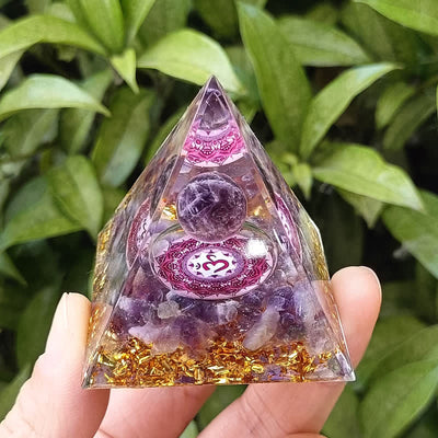 Olivenorma Energy Amethyst Ball Om Symbol Orgone Pyramid