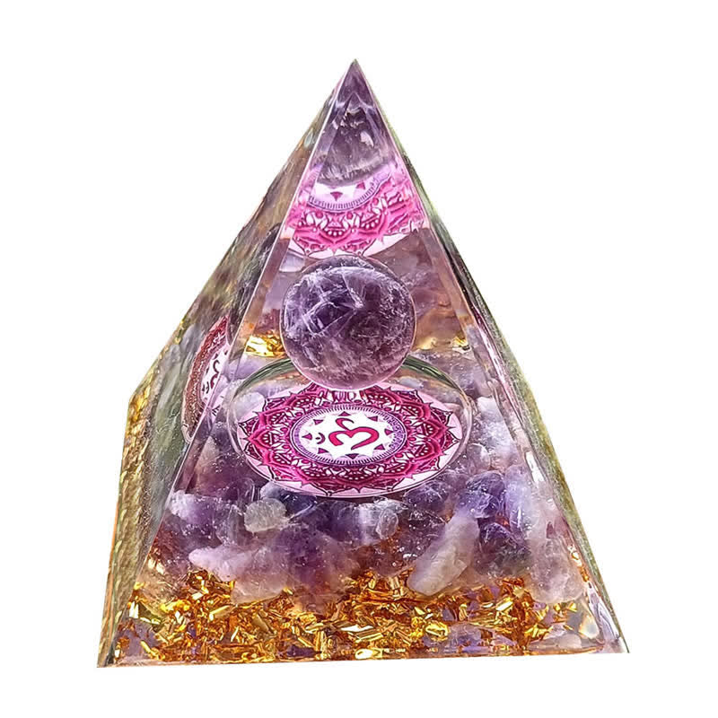 Olivenorma Energy Amethyst Ball Om Symbol Orgone Pyramid