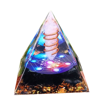 Olivenorma Clear Crystal Obsidian Metatron's Cube Orgone Pyramid