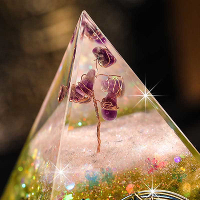 Olivenorma "Blessings" Amethyst Peridot Citrine Orgone Pyramid