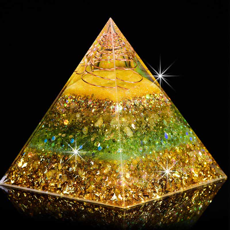 Olivenorma "Good Luck In Year" Citrine Peridot Orgone Pyramid