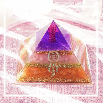 Olivenorma "Love and Beauty" Rose Quartz Sun Stone Orgone Pyramid