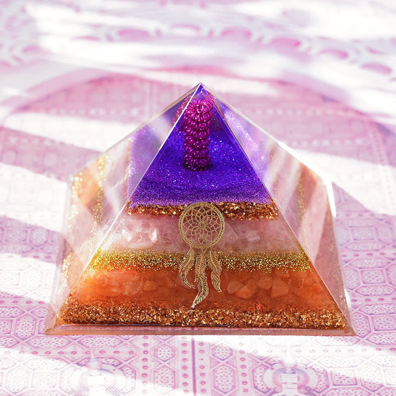 Olivenorma "Love and Beauty" Rose Quartz Sun Stone Orgone Pyramid