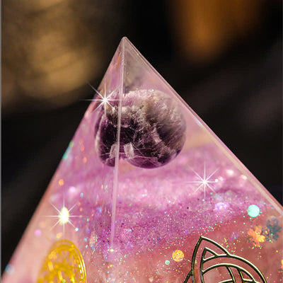 Olivenorma "Luck in Love" Amethyst Rose Quartz Orgone Pyramid