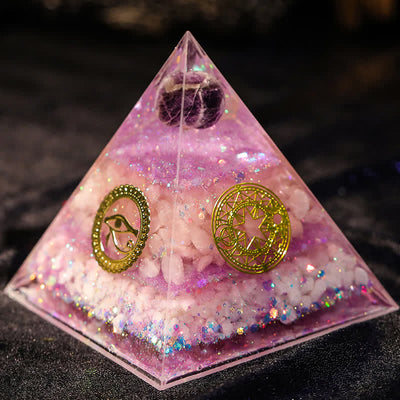 Olivenorma "Luck in Love" Amethyst Rose Quartz Orgone Pyramid