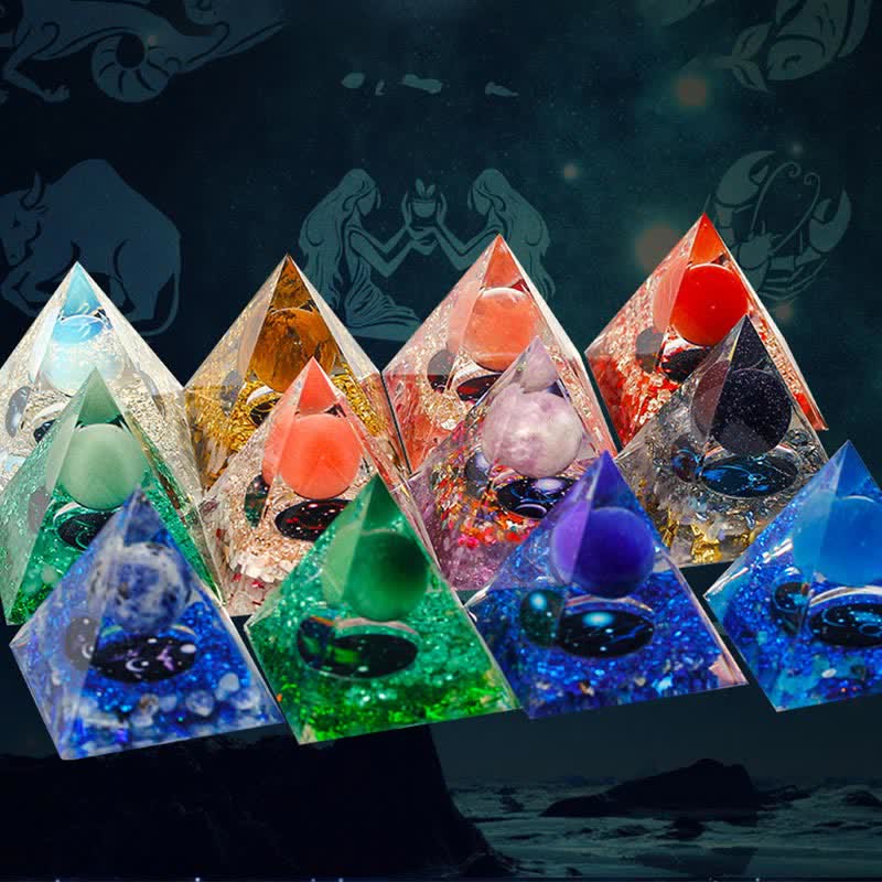 Olivenorma 6cm Natural Stone Constellation Orgone Pyramid