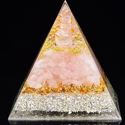 Olivenorma Clear Crystal Rose Quartz Metatron's Cube Orgone Pyramid