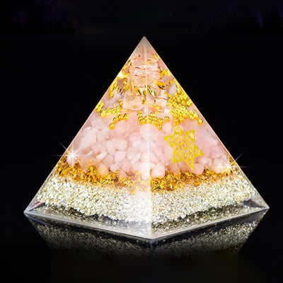 Olivenorma Clear Crystal Rose Quartz Metatron's Cube Orgone Pyramid