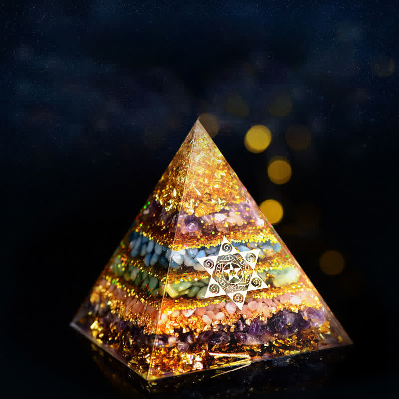 Olivenorma Natural Stone Metatron's Cube Orgone Pyramid