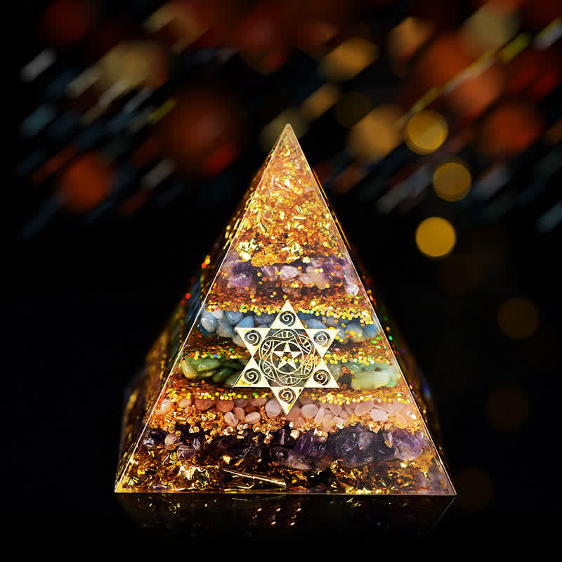 Olivenorma Natural Stone Metatron's Cube Orgone Pyramid