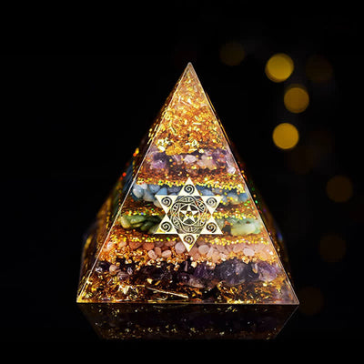 Olivenorma Natural Stone Metatron's Cube Orgone Pyramid