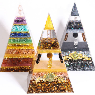 Olivenorma Energy Natural Stone Long Pointed Orgone Pyramid