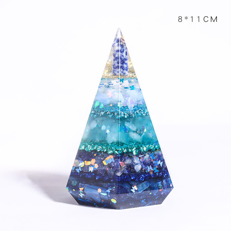 Olivenorma Natural Stone Resin Casting Polygonal Orgone Pyramid