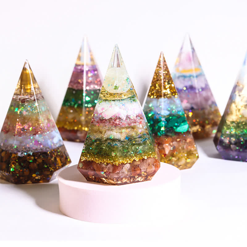 Olivenorma Natural Stone Resin Casting Polygonal Orgone Pyramid