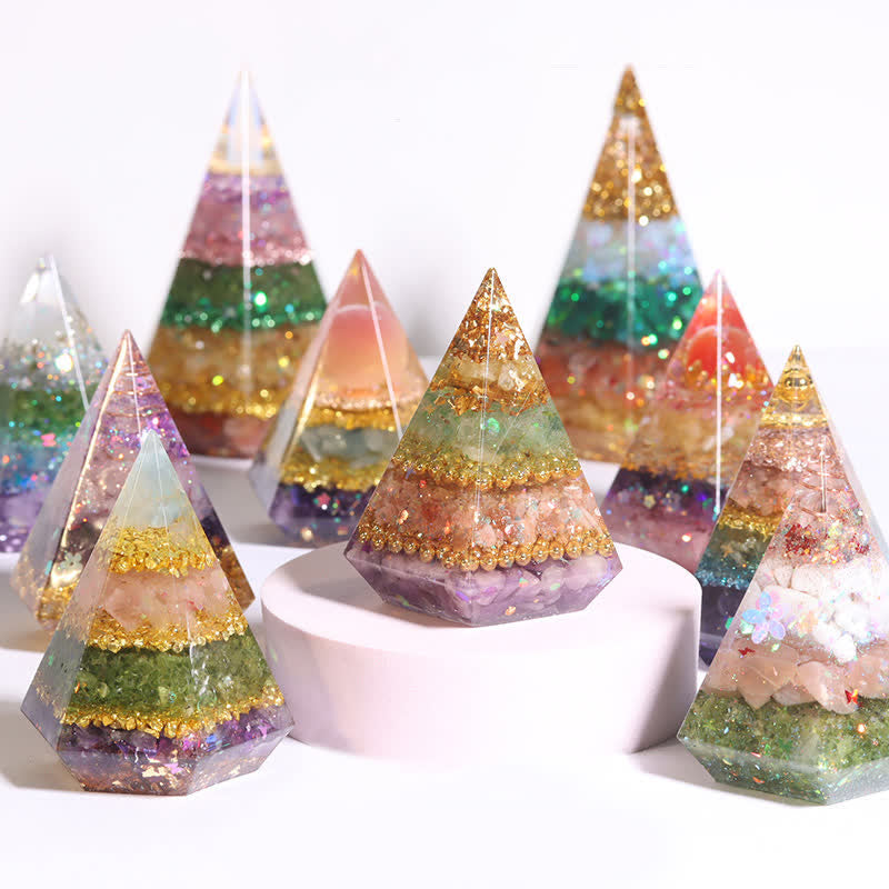 Olivenorma Natural Stone Resin Casting Polygonal Orgone Pyramid