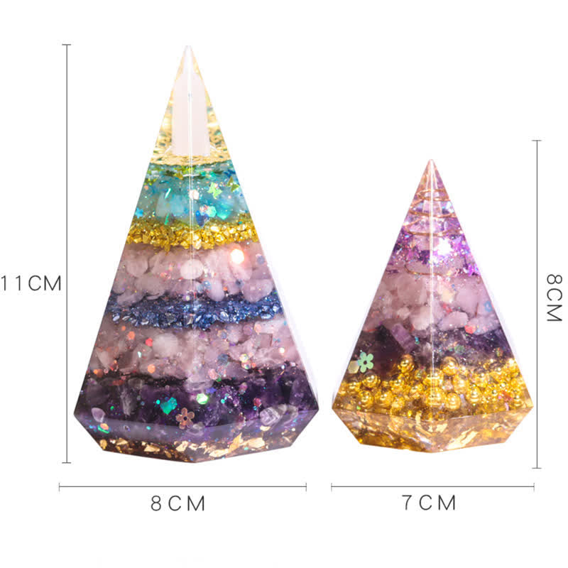 Olivenorma Natural Stone Resin Casting Polygonal Orgone Pyramid