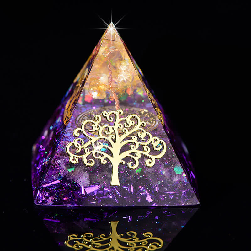 Olivenorma 6cm Tree Of Life Natural Stone Orgone Pyramid