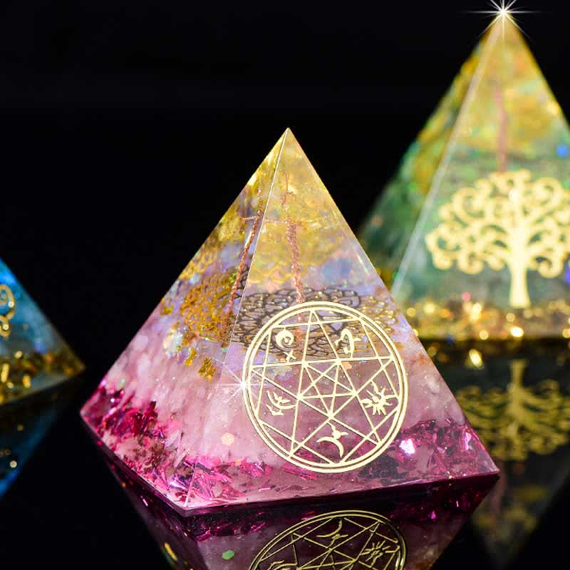 Olivenorma 6cm Tree Of Life Natural Stone Orgone Pyramid