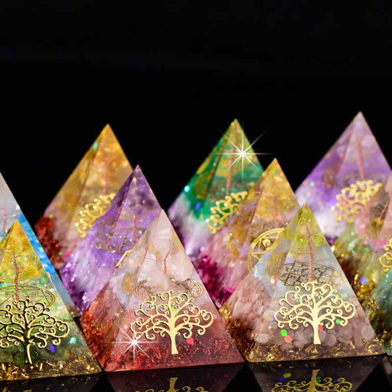 Olivenorma 6cm Tree Of Life Natural Stone Orgone Pyramid