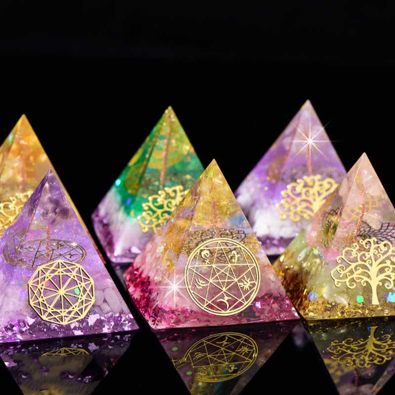 Olivenorma 6cm Tree Of Life Natural Stone Orgone Pyramid