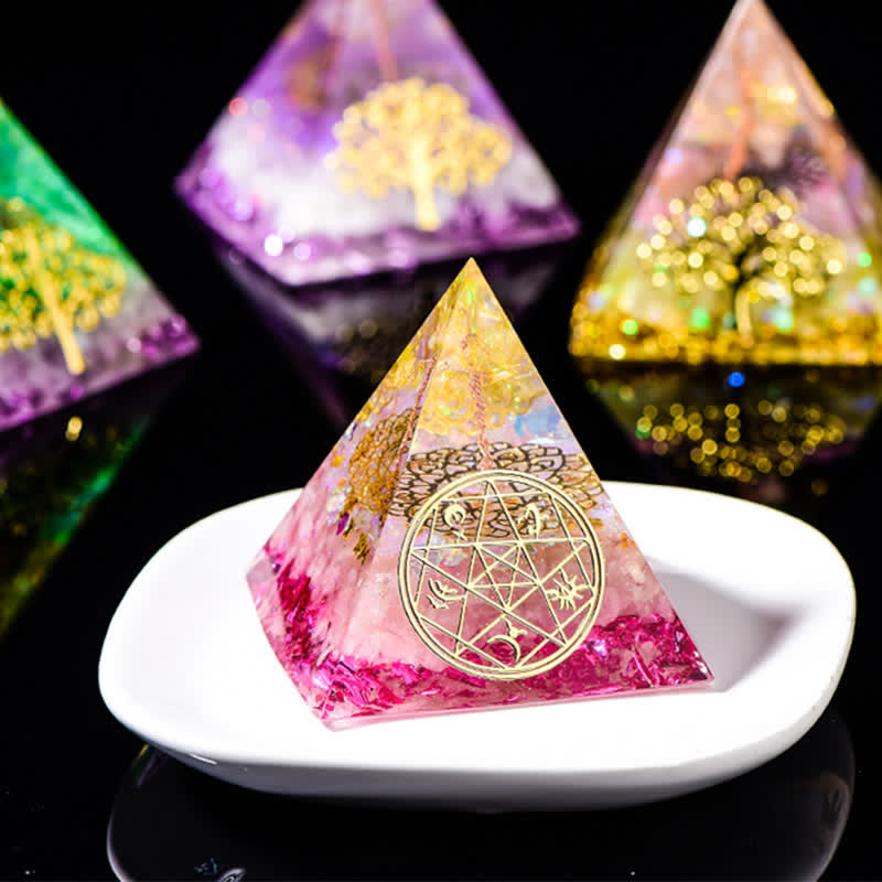 Olivenorma 6cm Tree Of Life Natural Stone Orgone Pyramid