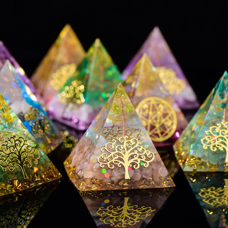 Olivenorma 6cm Tree Of Life Natural Stone Orgone Pyramid