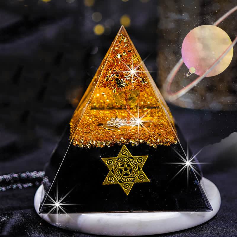 Olivenorma "House Guardian" Tiger Eye Obsidian Orgone Pyramid