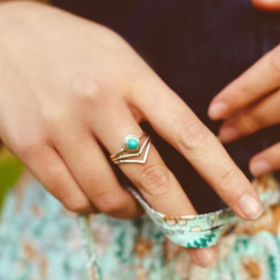 Olivenorma Fashion Hollow Turquoise Ring